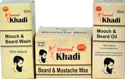 

Khadi Omorose Beard Combo (Beard oil + Beard wax + Beard wash)(Set of 3)