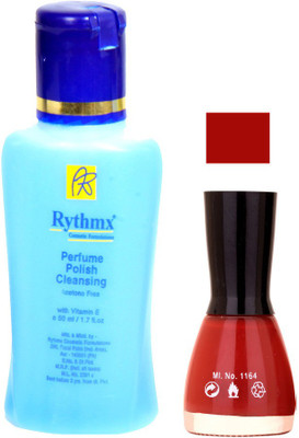 

Rythmx Pure Red Shades Nail Polish With Extra Strenth Polish remover 48042(Set of 2)