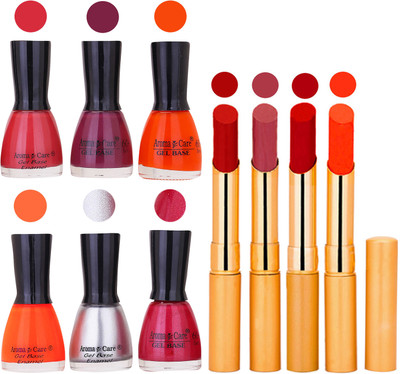 

Aroma Care Candi Bottle Nail Polish Combo with Rytm Popular Lipstick Combo Set-39(Set of 10)