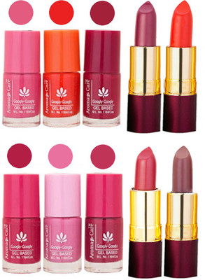 

Aroma Care Red RythmX Lipstick + Nail Polish Combo 1506201610(Set of 10)
