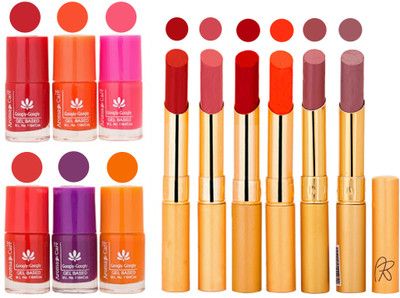 

Aroma Care Nail Polish Set and Rythm Lipstick Sets ( Modern Shades) 1803201775(Set of 12)