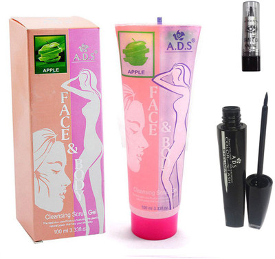 

ADS Cleansing Apple scrub gel / Kajal With Eye liner(Set of 3)