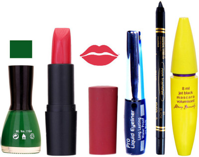 

Rythmx Lipstick, Nail Polish, Eyeliner,Black Kajal Makeup Combo Kit 1349(Set of 5)