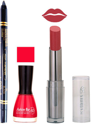 

Rythmx Lipstick , Nail Polish And Stay On Black Kajal Makeup Combo 1064(Set of 3)
