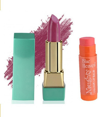 

Blue Heaven Mintz Glossy Lipstick (Pretty Purple) & Naughty Color Lip Balm (Orange)(Set of 2)