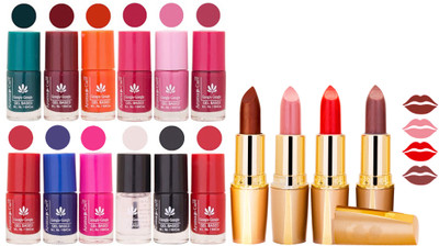 

Aroma Care Lot of 12-piece Surprise Nail Polish Set and Rythm Lipsticks Combo 99(Set of 16)