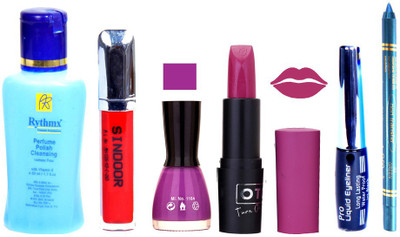 

Rythmx Remover, OTG Lipstick, Sindoor, Nail Polish,EyeLiner, Remover,Turqoise Blue Kajal, Makeup kit Combo 10055(Set of 6)