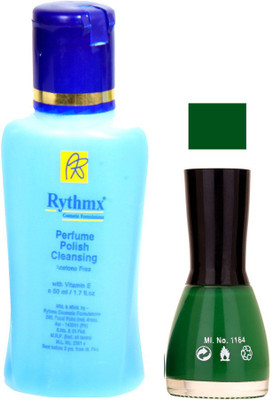 

Rythmx Green Shades Nail Polish With Extra Strenth Polish remover 48054(Set of 2)