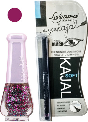 

Lady Fashion Nail Polish and Kajal Combo 2010201653(Set of 2)