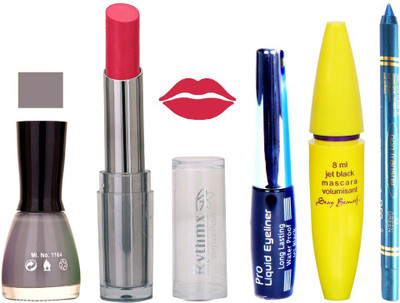 

Rythmx Lipstick, Nail Polish, Kajal, Eyeliner, Mascara, Sindoor, Nail Polish Remover Makeup kit Combo offer Pack of 7(Set of 7)