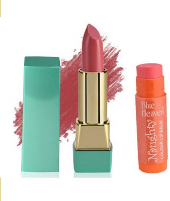 

Blue Heaven Mintz Glossy Lipstick (Cerise Pink) & Naughty Color Lip Balm (Orange)(Set of 2)