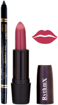 

Rythmx Purple Shades Lipstick And Pro Non Transfer Black Kajal 3888(Set of 2)