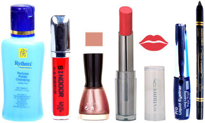 

Rythmx Lipstick And Nail Polish + Eyliner + Sindoor + Remover + Kajal Makeup Combo Pack(Set of 6)