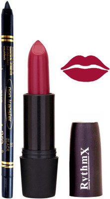 

Rythmx Mauve Lipstick And Pro Non Transfer Black Kajal 3891(Set of 2)