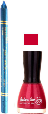 

Fashion Bar Shimmer Mazanta Nail Polish With Pro Non Transfer Turquoise Blue Kajal 81(Set of 2)