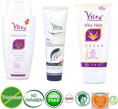 

Vitro Naturals Aloe Jojoba Shampoo 200ml , Hair Cream 75 Gm,Conditioner(Set of 3)