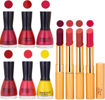 

Aroma Care Candi Bottle Nail Polish Combo with Rytm Popular Lipstick Combo Set-32(Set of 10)