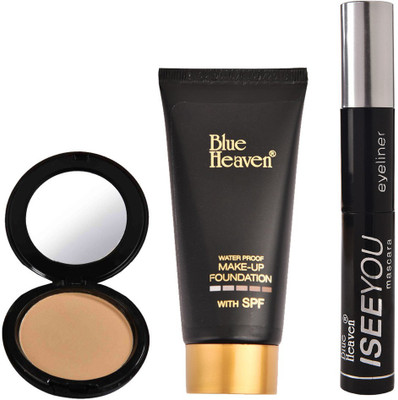 

Blue Heaven Tube Foundation (Natural) , Artisto Compact (Cream Beige) & I See You 2 in 1 Mascara/Eyeliner(Set of 3)