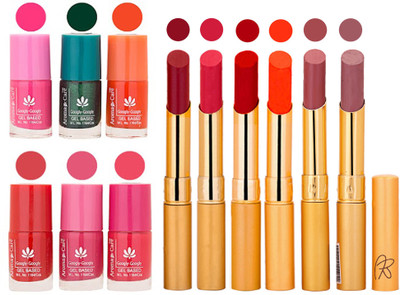 

Aroma Care Perfect Combo of Nail Polish and Rythm Lipstick Popular Shades in Wholesale Rate 2332017039(Set of 12)
