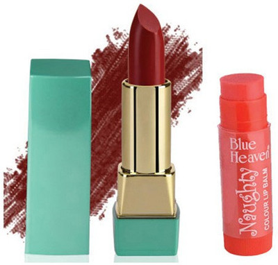 

Blue Heaven Mintz Glossy Lipstick (Tempting Red) & Naughty Color Lip Balm (Strawberry)(Set of 2)