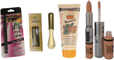 

ADS Eye Liner / Kajal / Foundation & Concealer Double Action / 50 gm Scrub(Set of 4)