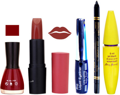 

Rythmx Lipstick, Nail Polish, Eyeliner,Black Kajal Makeup Combo Kit 1322(Set of 5)