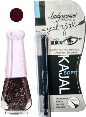 

Lady Fashion Nail Polish and Kajal Combo 2010201657(Set of)