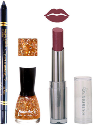 

Rythmx Lipstick , Nail Polish And Stay On Black Kajal Makeup Combo 1078(Set of 3)