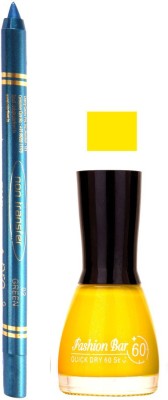 Flipkart - Fashion Bar Yellow Nail Polish With Pro Non Transfer Turquoise Blue Kajal 62(Set of 2)