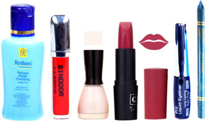 

Rythmx Remover, OTG Lipstick, Sindoor, Nail Polish,EyeLiner, Remover,Turqoise Blue Kajal, Makeup kit Combo 10003(Set of 6)