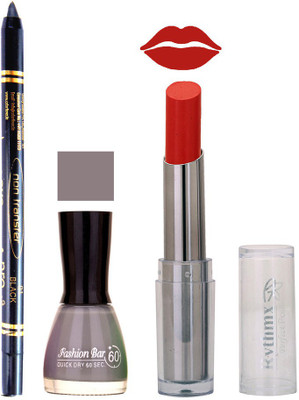 

Rythmx Lipstick , Nail Polish And Stay On Black Kajal Makeup Combo 1060(Set of 3)