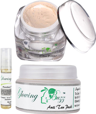

Glowing Buzz Combo of Natural Anti Tan Pack for Face, Dark Under Arms and Hands, D-tan Polisher and Nourishment Vitamin E(Set of 3)