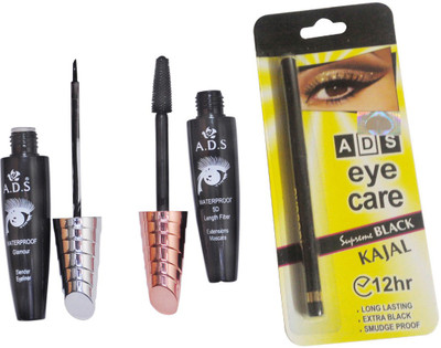 

ADS Eyeliner, Mascara, Eye care Kajal(Set of 3)