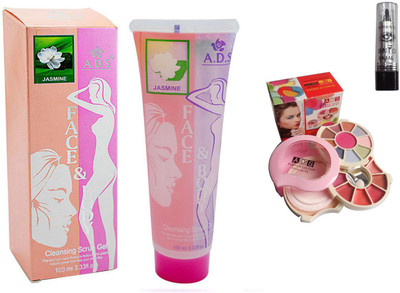 

ADS Cleansing Jasmine scrub gel / Kajal With 3926 Makeup Kit(Set of 3)