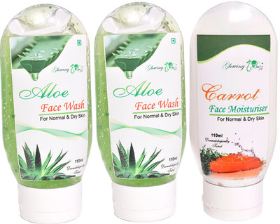 

Glowing Buzz Combo of 2 Aloe Face Wash and 1 Carrot Moisturiser for normal to dry skin(Set of 3)