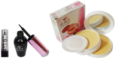 

ADS Waterproof Eyeliner with Compect Powder and Kajal(Set of 3)
