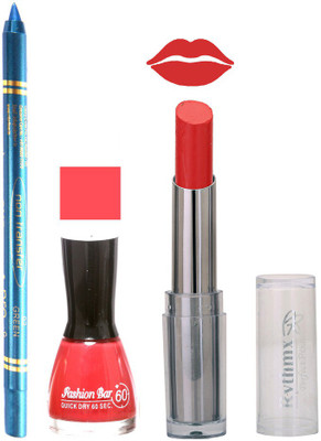 

Rythmx Lipstick , Nail Polish And Turquoise Blue Kajal Makeup Combo 1161(Set of 3)