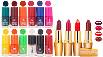 

Aroma Care Gel Nail Polish Set Quick Dry, Long Lasting and Creamy Matte Lipstick Combo 119(Set of 16)