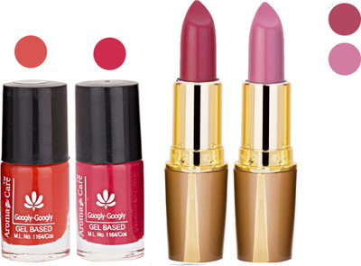 

Aroma Care Orange Nail Polish + Purple Lipstick Combo 2907201698(Set of 4)