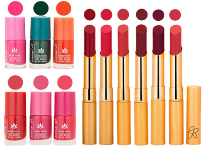 

Aroma Care Perfect Combo of Nail Polish and Rythm Lipstick Popular Shades in Wholesale Rate 2332017011(Set of 12)