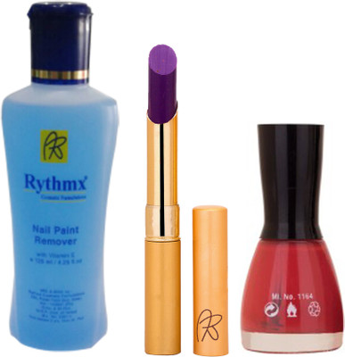 

Rythmx RythmX Peach Lipstick +Nail Polish Combo 2206201647(Set of 3)