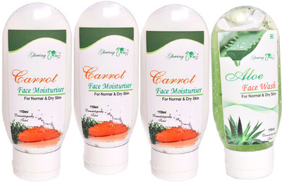

Glowing Buzz Combo of 1 Aloe Face Wash and 3 Carrot Moisturiser for normal to dry skin(Set of 4)