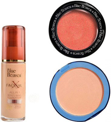 

Blue Heaven X Factor Foundation (Blush), Silk On Face Compact (Blush) & Diamond Blush on 503(Set of 3)