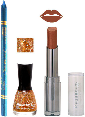 

Rythmx Lipstick , Nail Polish And Turquoise Blue Kajal Makeup Combo 1183(Set of 3)