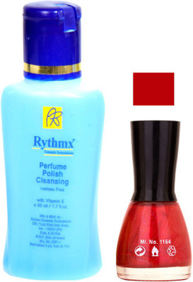 

Rythmx Glitter Red Shades Nail Polish With Extra Strenth Polish remover 48050(Set of 2)