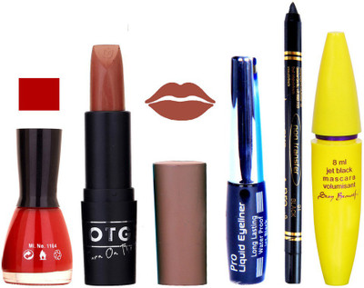 

Rythmx Lipstick, Nail Polish, Eyeliner,Black Kajal Makeup Combo Kit 1318(Set of 5)