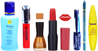 

Rythmx Remover + OTG Lipstick And Nail Polish, Eyliner, Sindoor, Kajal, Mascara Makeup Combo(Set of 7)