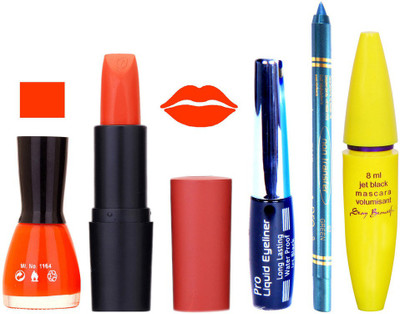 

Rythmx Lipstick, Nail Polish, Eyeliner,Turqoise Blue Kajal Makeup Combo Kit 1254(Set of 5)