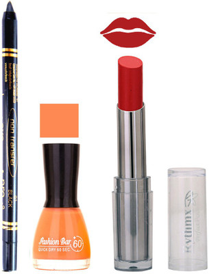

Rythmx Lipstick , Nail Polish And Stay On Black Kajal Makeup Combo 1069(Set of 3)