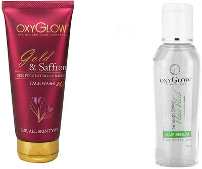 

Oxyglow Golden Glow Gold & Saffron Face Wash & Hair Serum 50g(Set of 2)